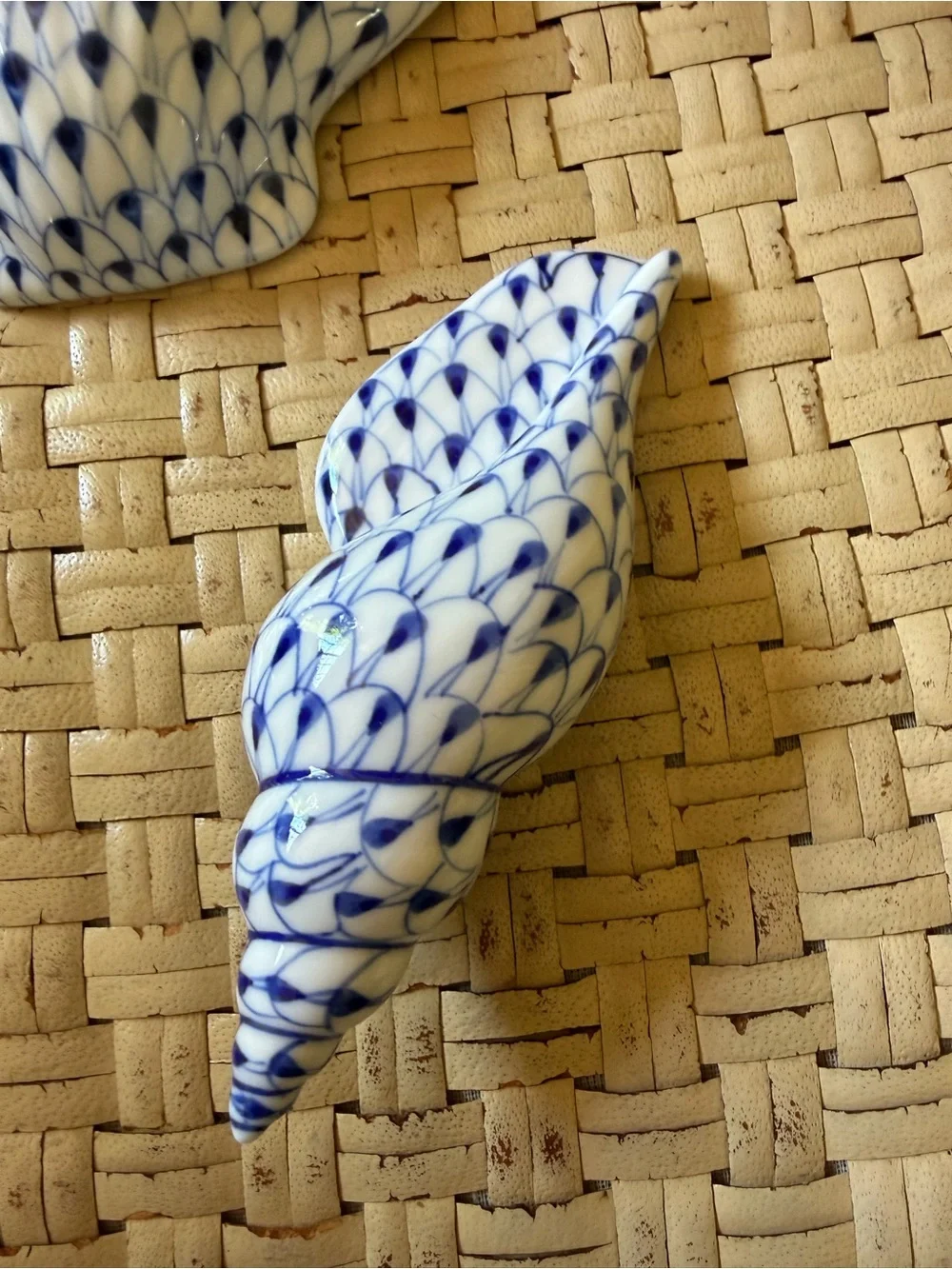 Vintage Nautical porcelain Star Fish Clam Conch Sea Shells (3)  Blue/ White - Picture 4 of 13